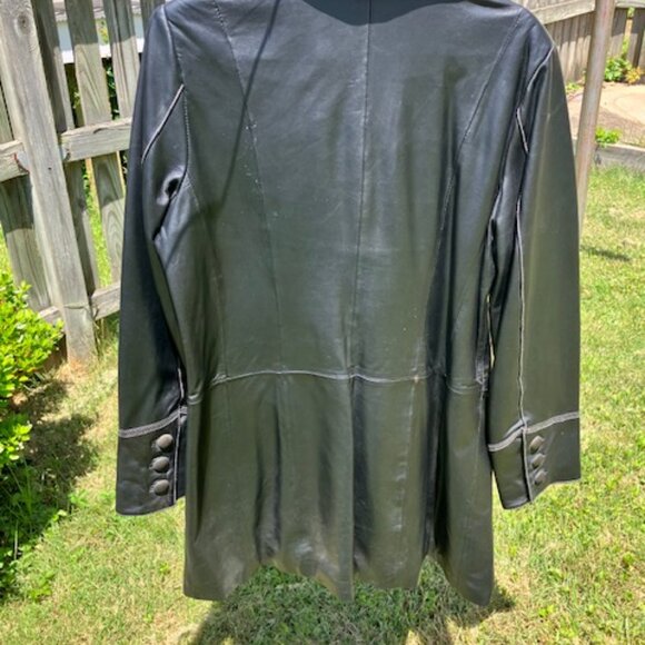 Bradley black leather car coat/jacket - Picture 2 of 3
